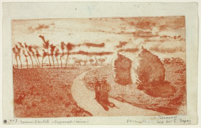 Alkonyat szénakazalokkal alkotó: Camille Pissarro