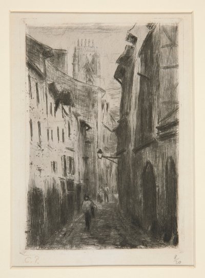 Egy utca ? Rouen (Rue des Arpents) [Egy utca Rouenben (Rue des Arpents)] alkotó: Camille Pissarro