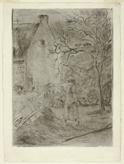Nő kiüríti a talicskát alkotó: Camille Pissarro