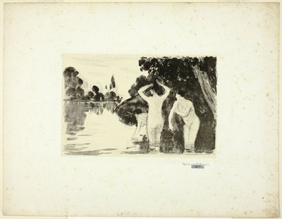 Nők fürdőzése: nap alkotó: Camille Pissarro