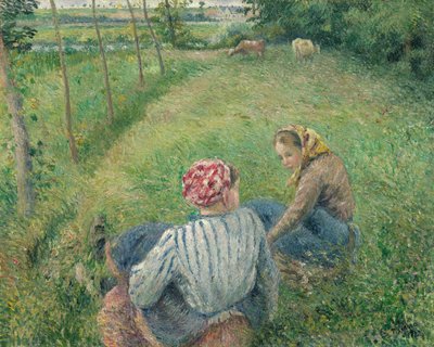 Fiatal parasztlányok pihennek a mezőkön Pontoise mellett, 1882. alkotó: Camille Pissarro