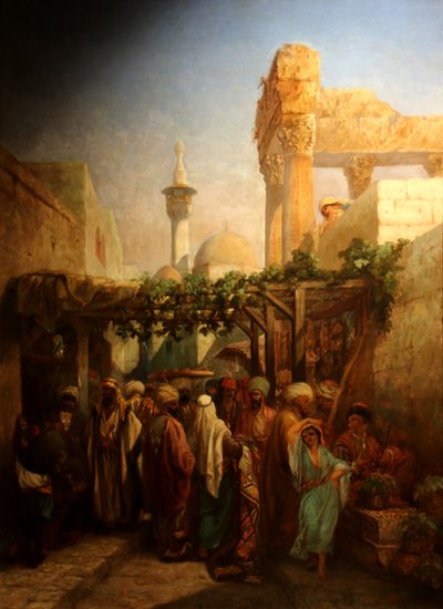 Sétálók a latakiehi Bacchus oszlopsor közelében. alkotó: Camille Rogier
