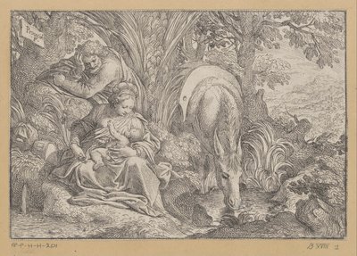 Pihenjen az egyiptomi repülésen alkotó: Camillo Procaccini