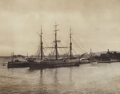 A Hochelaga kikötője, régi idők szkúnere még mindig üzemben (fekete-fehér fotó) alkotó: Canadian Photographer