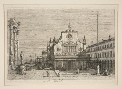 S. Giacomo di Rialto képzeletbeli képe, a Vedute sorozatból (Nézetek) alkotó: Canaletto (Giovanni Antonio Canal)