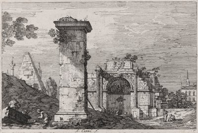 Táj romos emlékművekkel, a Vedute sorozatból (Nézetek) alkotó: Canaletto (Giovanni Antonio Canal)