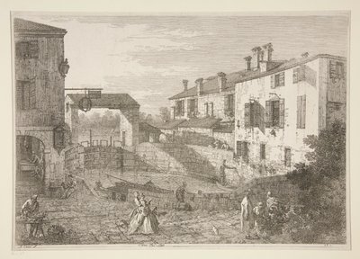 Le Porte del Dolo (Dolo zárai), a Vedute sorozatból (Nézetek) alkotó: Canaletto (Giovanni Antonio Canal)