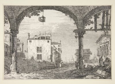 Le Portique a la lanterne (A portikó a lámpással), a Vedute sorozatból (Nézetek) alkotó: Canaletto (Giovanni Antonio Canal)
