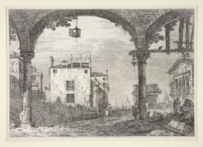 Le Portique a la lanterne (A portikó a lámpással), a Vedute sorozatból (Nézetek) alkotó: Canaletto (Giovanni Antonio Canal)