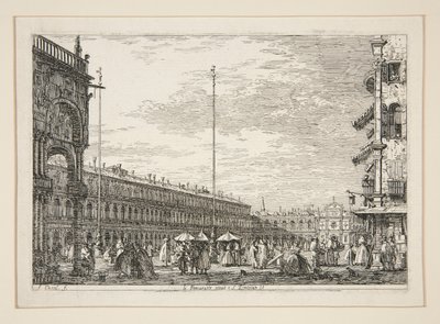 Le Procuratie Nuove e S. Ziminian V. (A Procuratic Nuove és a San Geminiano-templom, Velence), a Vedute sorozatból (Nézetek) alkotó: Canaletto (Giovanni Antonio Canal)