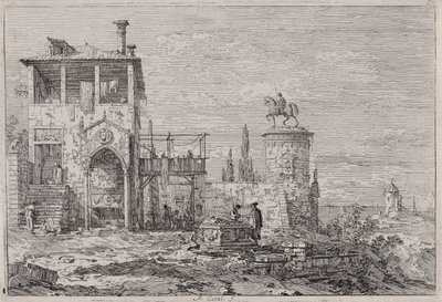 A lovas emlékmű, a Vedute sorozatból (Nézetek) alkotó: Canaletto (Giovanni Antonio Canal)