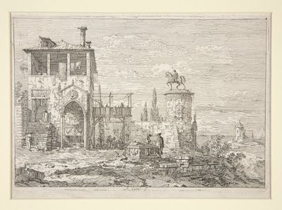 A lovas emlékmű, a Vedute sorozatból (Nézetek) alkotó: Canaletto (Giovanni Antonio Canal)