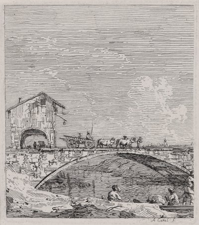 A hídon áthaladó kocsi, a Vedute sorozatból (Nézetek) alkotó: Canaletto (Giovanni Antonio Canal)