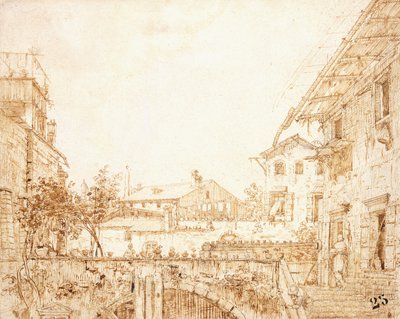 Kilátás egy teraszra Padovában, alkotó: Giovanni Antonio Canal