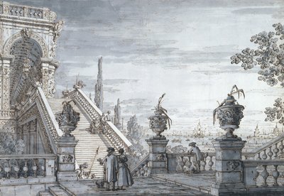 Egy capriccio monumentális lépcsővel alkotó: Canaletto