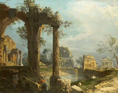Canaletto - Capriccio romos kilátással 1742-44 alkotó: Canaletto