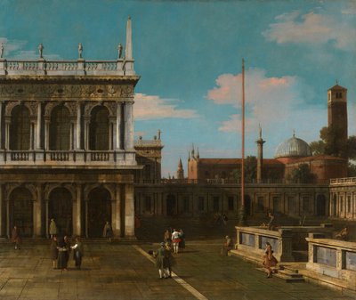 Canaletto - Capriccio A Piazzetta látképe a Libreria-val Aláírva és dátumozva 1744 alkotó: Canaletto