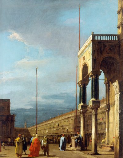 Canaletto - A Piazza észak-nyugati irányban a San Marco templom főterével 1723-24 körül. alkotó: Canaletto