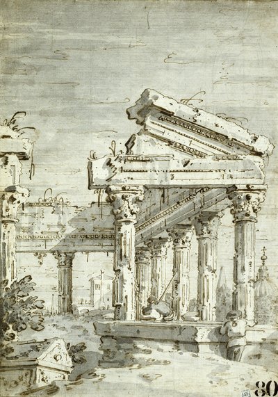 Capriccio: Egy romos klasszikus templom alkotó: Canaletto