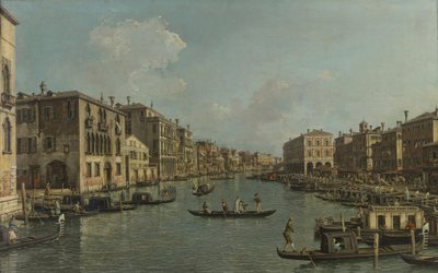 Német: Der Canal Grande mit Blick in südöstlicher Richtung auf die Rialtobrücke A Canal Grande kilátással délkeletre a Rialto-hídra alkotó: Canaletto