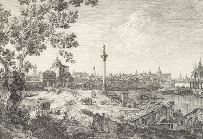 Pádua képzeletbeli kilátása, bal oldalon egy kupolás templommal, oszloppal felül..., 1735-46. alkotó: Canaletto