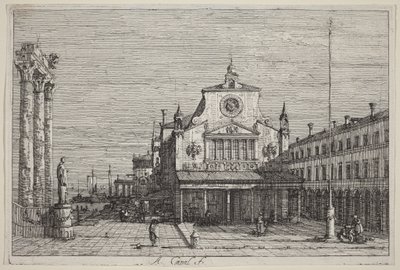 S. Giacomo di Rialto képzeletbeli látképe alkotó: Canaletto