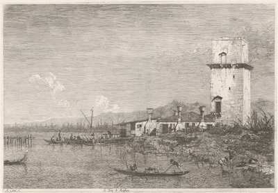La Torre di Malghera Arcok meglévő és kitalált helyeken (sorozat címe) Vedute altre prese i Luoghi altre ideate da Antonio Canal (sorozat címe) alkotó: Canaletto