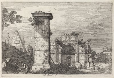 Táj romos műemlékekkel, c. 1740. alkotó: Canaletto