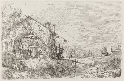 Tájkép egy nővel a kútnál [balra lent] alkotó: Canaletto
