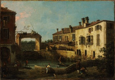 Zsilip Dolo közelében alkotó: Canaletto