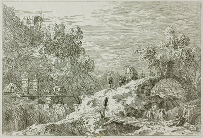 Hegyi táj öt híddal, Vedute-ból alkotó: Canaletto