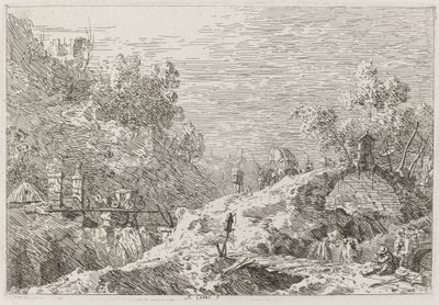 Hegyi táj öt híddal [jobbra lent], c. 17351746. alkotó: Canaletto