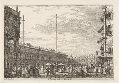 Piazza San Marco Le procuratie niove e S. Ziminian V. (cím a tárgyon) Arcok meglévő és kitalált helyeken (sorozat címe) Vedute altre prese i Luoghi altre ideate da Antonio Canal (sorozat címe) alkotó: Canaletto