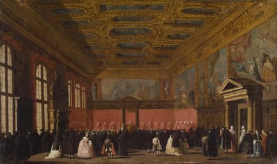 Külföldi nagykövetek fogadása a Dózse-palotában, Velence alkotó: Canaletto