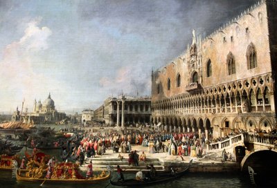 „A francia nagykövet fogadása Velencében”, 1726-1727 alkotó: Canaletto