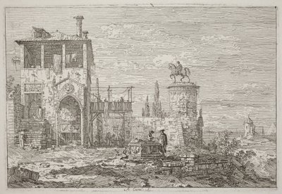 A lovas emlékmű [jobb felső sarok] alkotó: Canaletto