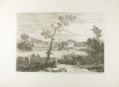 Kilátás egy városra a folyóparton, Vedute felől alkotó: Canaletto