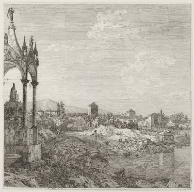 Kilátás egy városra a püspöksírral, c. 17351746. alkotó: Canaletto