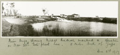 Auja folyó, Khirbet Hadrah látható, 1917. december 3 alkotó: Capt. Arthur Rhodes