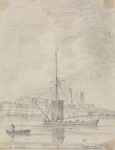 Hajók a Temzén a London Bridge közelében, 1816. október alkotó: Capt. Thomas Hastings
