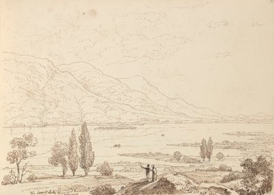 Az Alsó-tó Lord Kenmarestől, Killarney, 1841. szeptember alkotó: Capt. Thomas Hastings