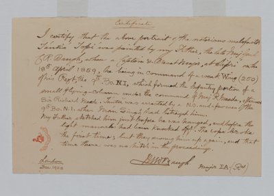 Tantia Topi, az indiai lázadók vezetője alkotó: Captain C.R. Baugh