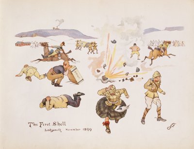 The First Shell, Ladysmith, 1899, The Leaguer of Ladysmith, 1900 alkotó: Captain Clive Dixon