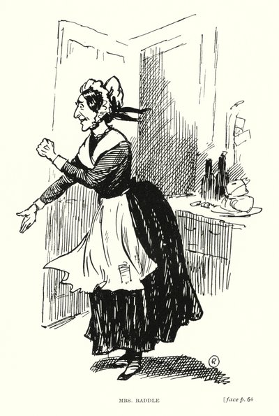 Dickens karakter: Mrs Raddle (litho) alkotó: Captain Edward Henry Handley Read
