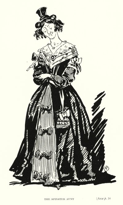 Dickens karakter: The Spinster néni (litho) alkotó: Captain Edward Henry Handley Read