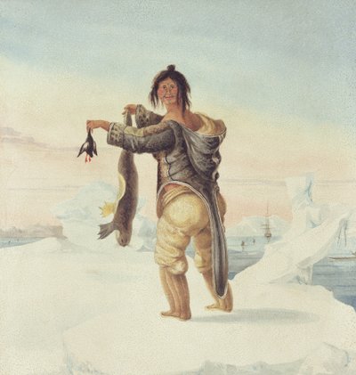 Egy Esquimaux a Savage-szigetekről, 1821 alkotó: Captain George Francis Lyon