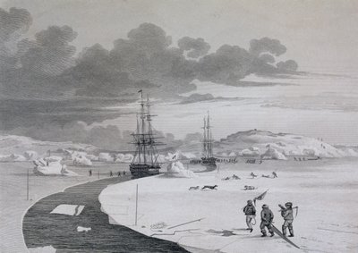 Vágás a Winter Islandbe, 1821. október, a Journal of a Second Voyage for the Discovery of a North West Passage from the Atlantic the Pacific, 1821-22-23, William Edwar előadásában. alkotó: Captain George Francis Lyon