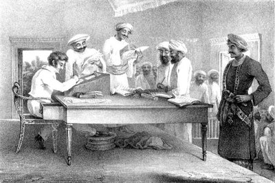 Kutchery-Meerut bíró, a „Views in India, St. Helena and Car Nicobar” pub. 1835 (metszet) alkotó: Captain John Luard