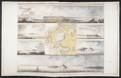 Kilátás Új-Anglia fővárosára és Vilmos és Mária kastélyára a bostoni kikötőben alkotó: Captain William Pierie