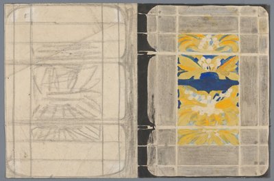 Entwurf für einen Buchumschlag mit Blumenmotiv alkotó: Carel Adolph Lion Cachet